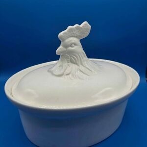 Vintage MIKASA WHITE CERAMIC ROOSTER DISH